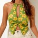 Summer Hollow-Back Women's Cami - Tie-Waist Pleated Casual Sleeveless
